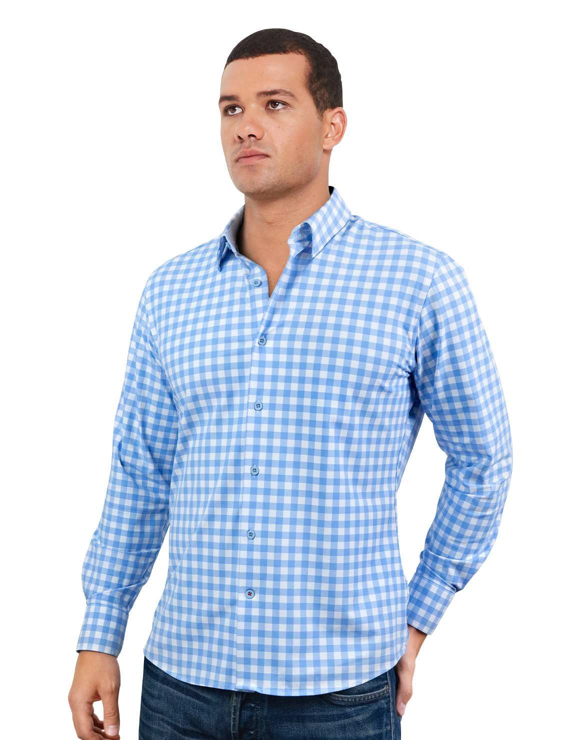 Venture Tech Dress Shirt - Trim Fit - XL / Gingham Blue Venture Tech Dress Shirt - Trim Fit - XL / Gingham Blue
