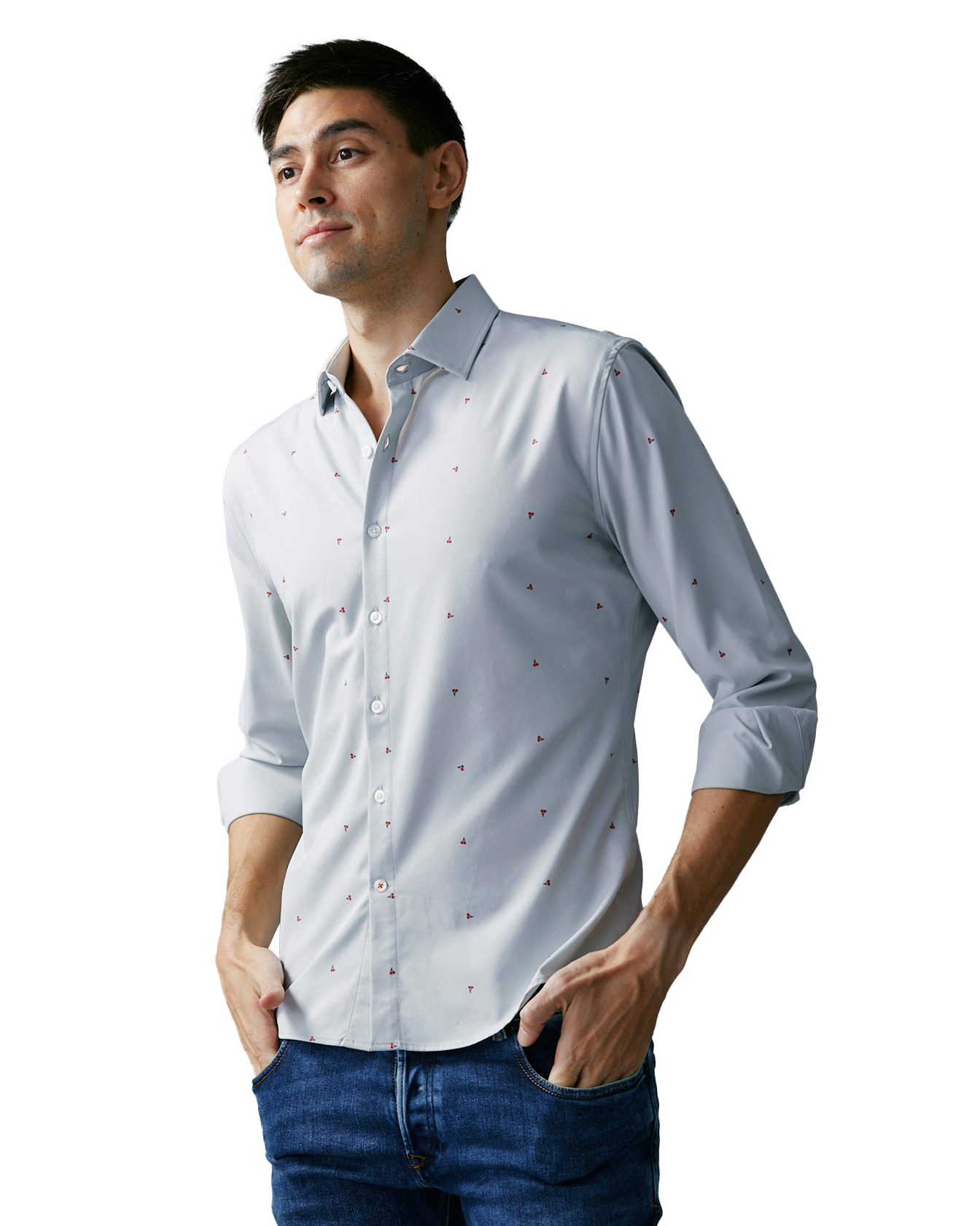 Fashion Business Shirt Anti-wrinkle Stand Collar Slim Formal Breathable Top  - Brown @ Best Price Online